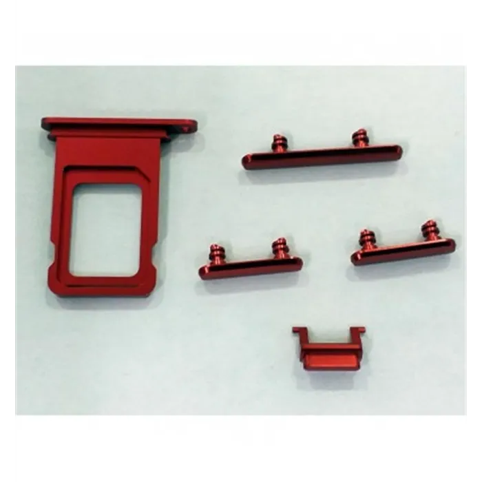 IPhone XR set 5 piezas botones + soporte sim rojo premium