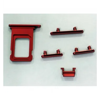 IPhone XR set 5 piezas botones + soporte sim rojo premium
