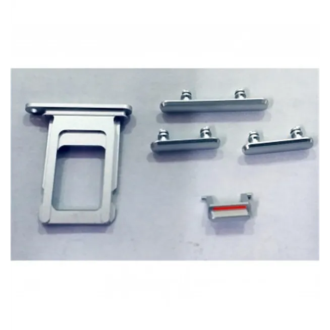 IPhone XR set 5 piezas botones + soporte sim plata premium