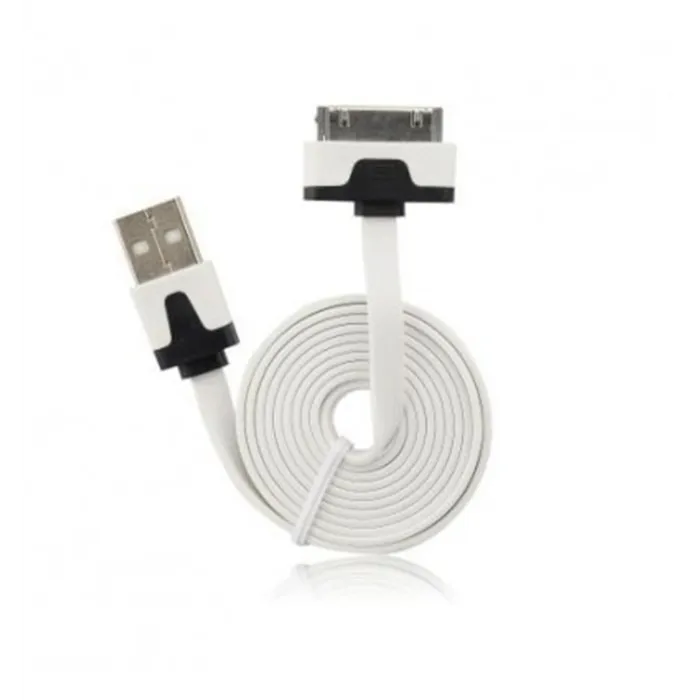 Cable usb plano blanco iPhone 3G 3GS 4G 4S IPOD