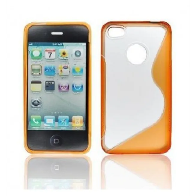 IPE005 Back case S-LINE - iPhone 4G/4S Transparente/naranja