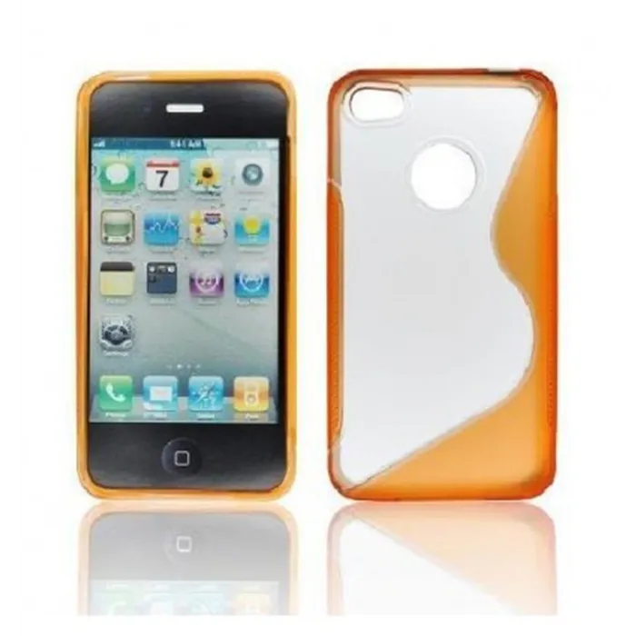 IPE005 Back case S-LINE - iPhone 4G/4S Transparente/naranja