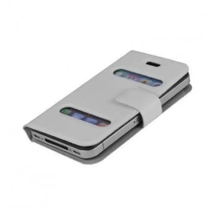 iPhone 4 y 4S funda cuero sintetico blanco 28036B