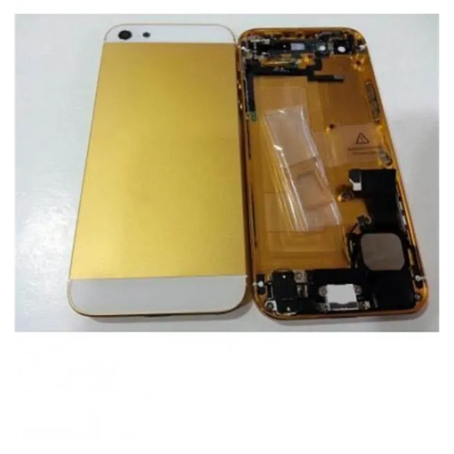 iPhone 5 Carcasa Central + Tapa batería dorado-blanco + comp