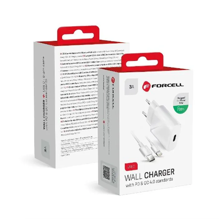 Cargador Quick Charge carga rápida para iPhone X iPhone 11 iPhone 12 y otros.. 3A 20W Forcell