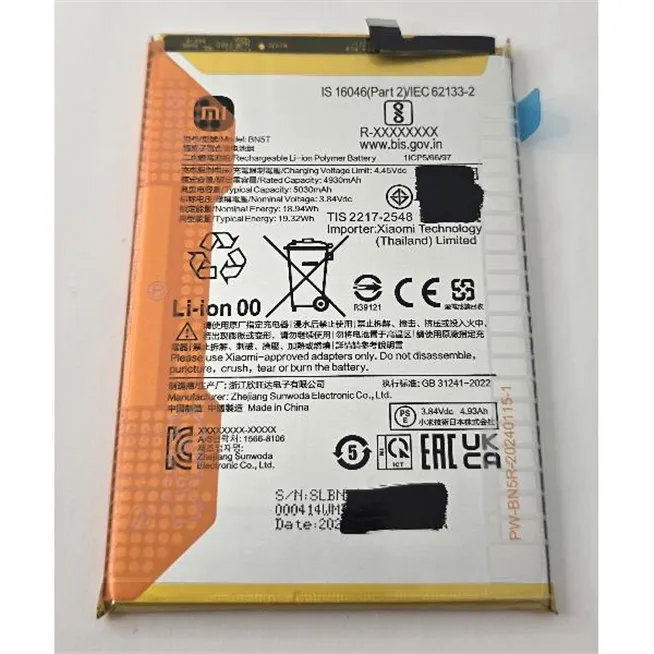 Bateria BN5T 5030mAh para Xiaomi Redmi 13 4G Poco M6 4G 1330102000137B Service Pack