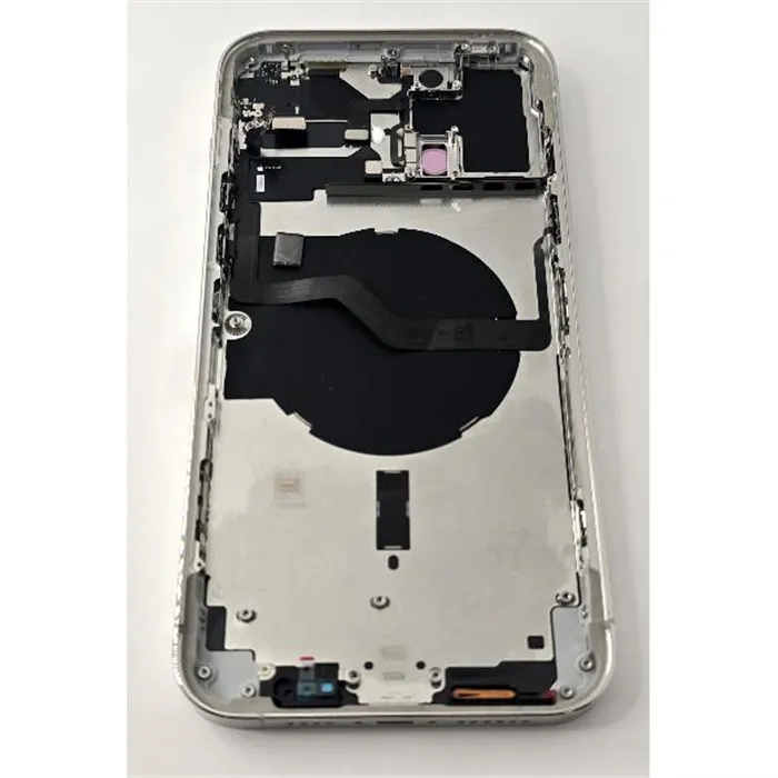 Tapa trasera o tapa bateria plata para iPhone 12 Pro Max con marco central remanufacurada Grado A 