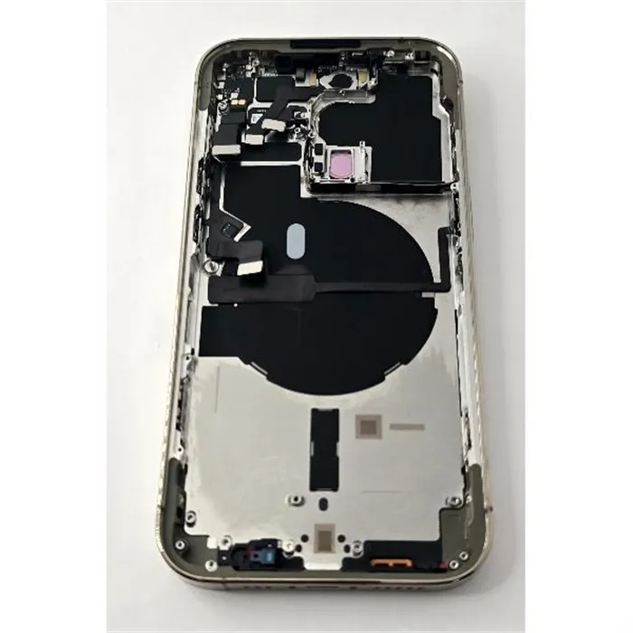 Tapa trasera o tapa bateria dorada para iPhone 14 Pro con marco central remanufacurada Grado A 
