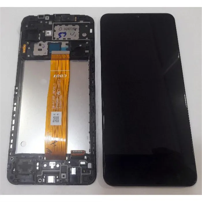 SAMSUNG A12 SM-A125F GH82-24491A  GH82-24490A PANTALLA LCD MAS TACTIL NEGRO MAS MARCO NEGRO SERVICE PACK PREMIUM